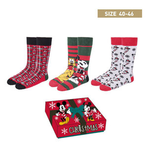 Disney Socks 3-Pack Mickey Christmas Collection 40-46