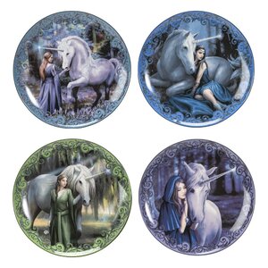 Anne Stokes Plates 4-Pack Unicorn and Maiden