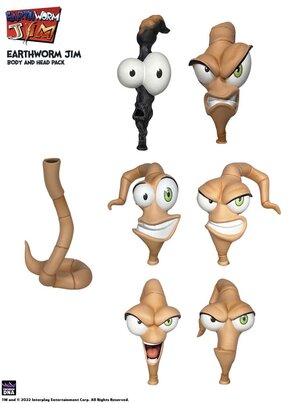 Preorder: Earthworm Jim Accessory Pack Wave 1: Worm Body & Jim Heads