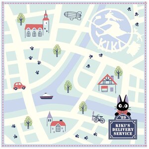 Preorder: Studio Ghibli Mini Towel Kiki's Delivery Service City Map 25 x 25 cm