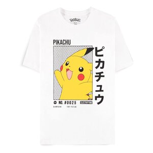 Pokemon T-Shirt White Pikachu Size L
