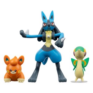Preorder: Pokémon Battle Figure Set 3-Pack Snivy, Pawmi, Lucario 5 cm