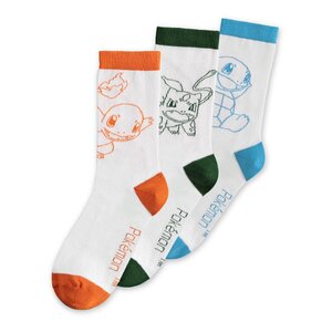 Preorder: Pokemon Socks 3-Pack Charmander, Bulbasaur, Squirtle 43-46