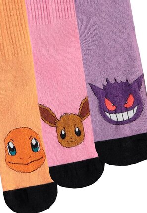 Preorder: Pokemon Socks 3-Pack Heads Colormix 35-38