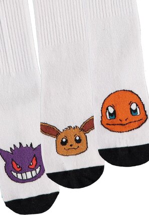 Preorder: Pokemon Socks 3-Pack Heads Black & White 35-38