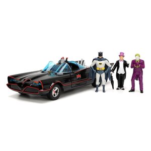 Preorder: Batman Diecast Model 1/24 Pack of 5 Classic TV Series Batman, Robin, Joker, Penguin & Batmobile