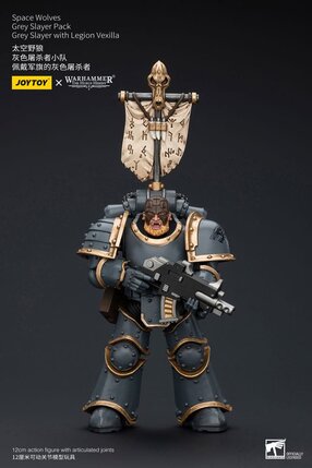 Preorder: Warhammer The Horus Heresy Action Figure 1/18 Space Wolves Grey Slayer Pack Grey Slayer With Legion Vexilla 12 cm