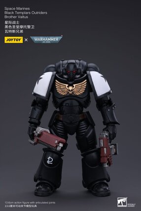 Preorder: Warhammer 40k Action Figure 1/18 Space Marines Black Templars Outriders Brother Valtus 14 cm