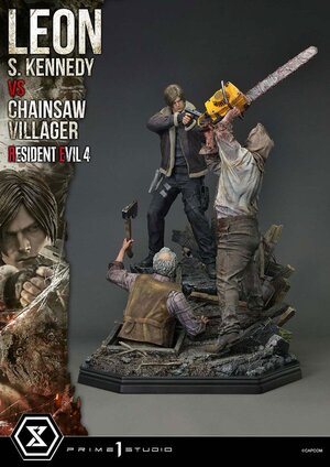 Preorder: Resident Evil 4 Ultimate Premium Masterline Series Statue 1/4 Leon S. Kennedy vs. Chainsaw Villager 76 cm