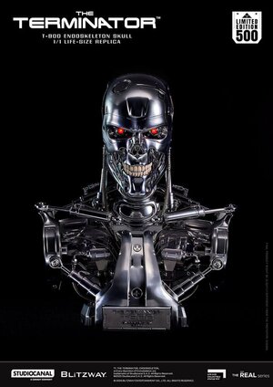 Preorder: The Terminator The Real Series Life Size Bust T-800 Endoskeleton Skull 50 cm