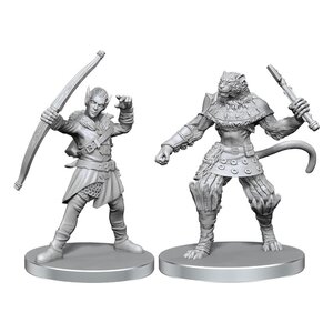 Preorder: Pathfinder Deep Cuts Unpainted Miniatures Elf Hunter & Catfolk Bandit