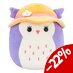 Preorder: Squishmallows Plush Figure Purple Owl with Sun Hat Holly 18 cm